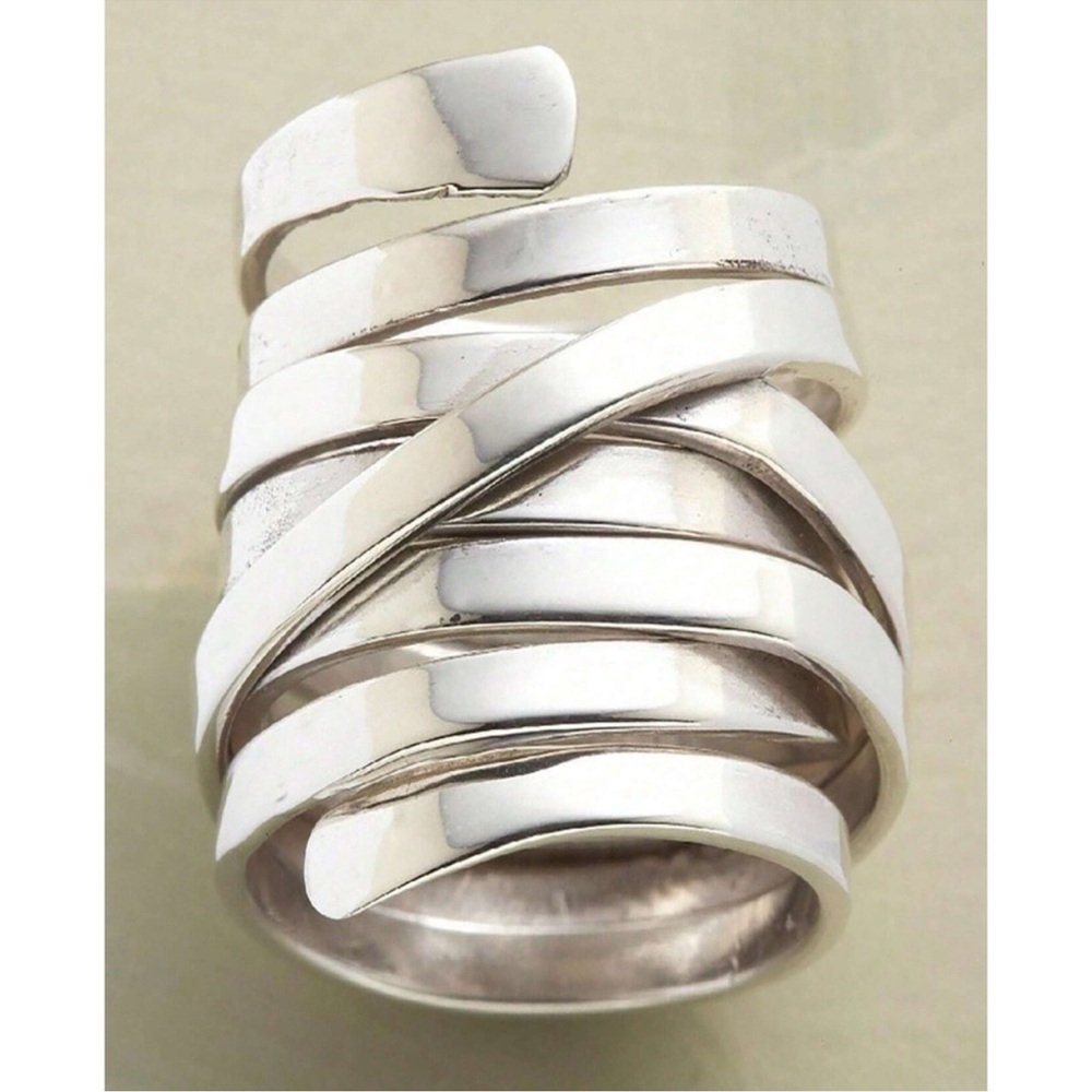 Luxe Silver Tone Wrap Statement Ring - image 2